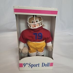 Vintage 9" Sports Clown Doll Football Player Thailand